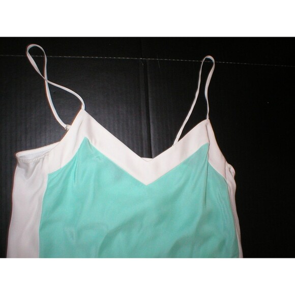 NWT $228 W Worth NY Womens 4 Top Designer New York Blouse Silk Tank Green White - Picture 2 of 5